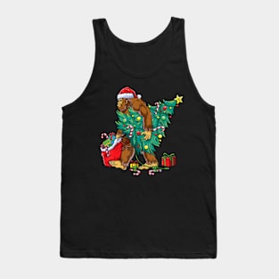 Bigfoot Christmas Tree Lights Xmas Boys Men Sasquatch Lovers Tank Top